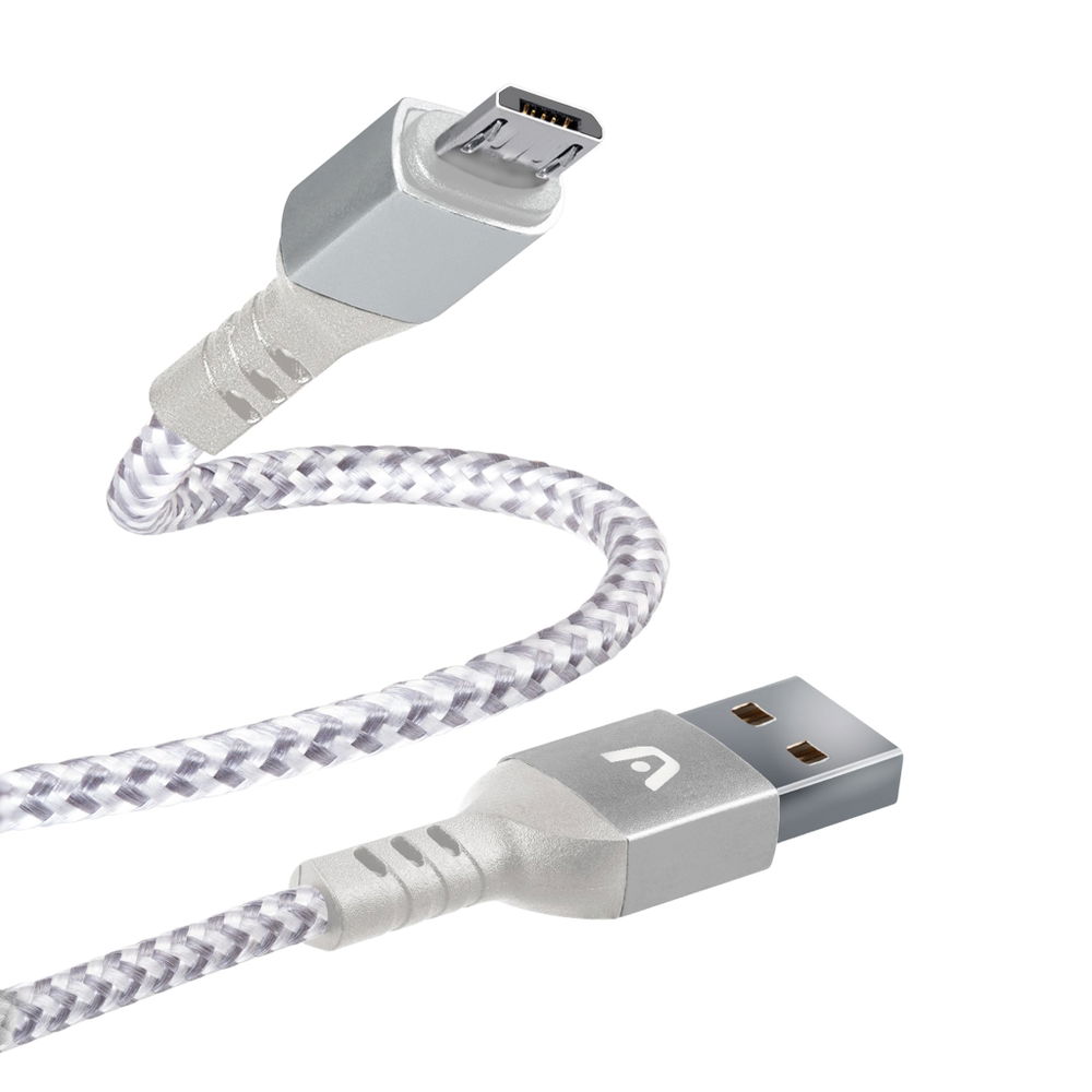 CABLE ARGOM  WHITE DURA MICRO USB A USB2.0 NYLON BRAIDED 1.8M/6FT ARG-CB-0021WT 886540007033