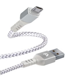 CABLE ARGOM  WHITE DURA MICRO USB A USB2.0 NYLON BRAIDED 1.8M/6FT ARG-CB-0021WT 886540007033