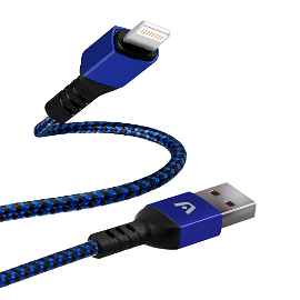 CABLE ARGOM  BLUE DURA LIGHTNING TO USB2.0 NYLON BRAIDED 1.8M/6FT ARG-CB-0023BL 886540007057