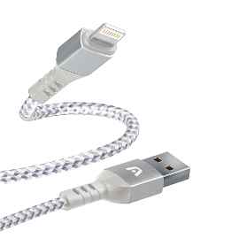 CABLE ARGOM WHITE DURA LIGHTNING TO USB2.0 NYLON BRAIDED 1.8M/6FT  ARG-CB-0023WT 886540007071
