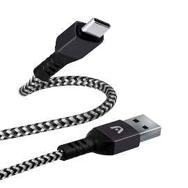 CABLE ARGOM  BLACK DURA TIPO- C A USB 2.0 NYLON BRAIDED 1.8M/6FT ARG-CB-0025BK 886540007088
