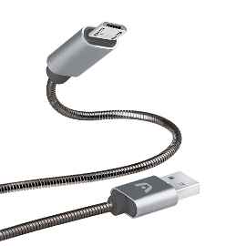CABLE ARGOM  GREY DURA SPRING MICRO USB A USB 2.0 METAL BRAIDED 1M/3.2FT ARG-CB-0026GR 886540007101