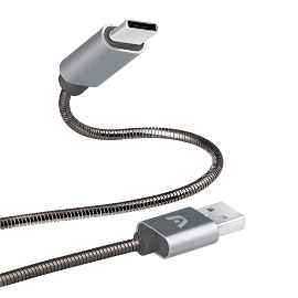 CABLE ARGOM GREY DURA SPRING TIPO-C A USB 2.0 METAL BRAIDED 1M/3.2FT  ARG-CB-0028GR 886540007125