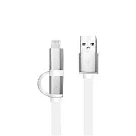 CABLE ARGOM ARG-CB-0058 2 IN 1 IPHONE LIGHTNING/MICRO USB 6FT/1M