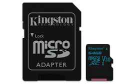 Kingston Canvas Go! - Tarjeta de memoria flash (adaptador microSDXC a SD Incluido) - 64 GB