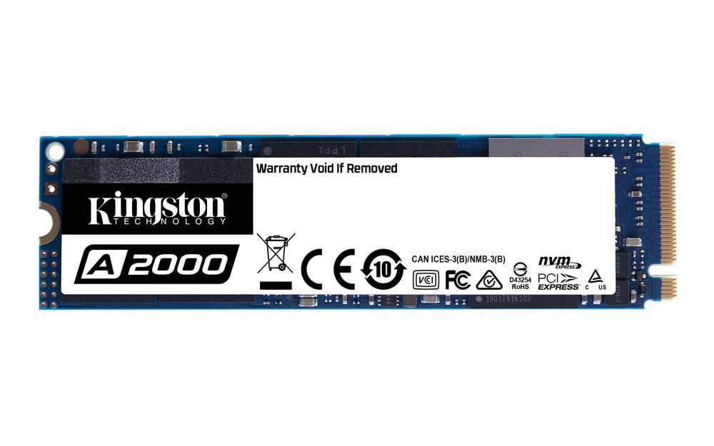 Kingston A2000 - SSD - cifrado - 1 TB - interno - M.2 2280 - PCIe 3.0 x4 (NVMe) - AES de 256 bits - para Intel Next Unit of Computing 12 Enthusiast Mini PC - NUC12SNKi72VA Kingston A2000 - SSD - cifrado - 1 TB - interno - M.2 2280 - PCIe 3.0 x4 (NVMe) - AES de 256 bits - para Intel Next Unit of Computing 12 Enthusiast Mini PC - NUC12SNKi72VA
