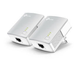 Kit Adaptador Powerline Ethernet, tecnologia HomePlug AV, 500Mbps, Plug and Play, hasta 300 M dentro de casa, 1 Puerto 10/100 Mbps y tamaño ultra compacto