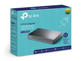Switch Gigabit PoE+ no administrable de 8 puertos 10/100/1000 Mbps y 4 puertos PoE para escritorio