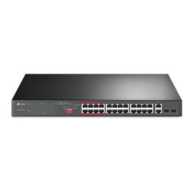 Switch PoE+ no Administrable 26 puertos 10/100 Mbps + 2 puertos 10/100/1000 Mbps + 2 puertos SFP, 8 puertos Extensor PoE (hasta 250 m), 250W, diseño para Vigilancia IP Switch PoE+ no Administrable 26 puertos 10/100 Mbps + 2 puertos 10/100/1000 Mbps + 2 puertos SFP, 8 puertos Extensor PoE (hasta 250 m), 250W, diseño para Vigilancia IP
