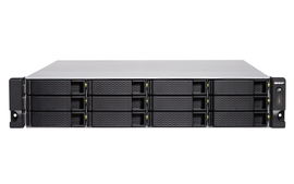 SERVIDOR NAS QNAP TS-1283XU-RP-E2124-8G-US PROCESADOR INTEL XEON E-2124 / MEMORIA RAM 8GB / 12 BAHIAS FRONTALES SATA 3.5 PULGADAS y 2.5 PULGADAS / 4 PUERTOS RJ45 1GbE + 2 PUERTOS FIBRA OPTICA SFP+ 10GbE / MONTAJE EN RACK 2UR / FUENTE REDUNDANTE / APL