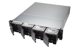 SERVIDOR NAS QNAP TS-1283XU-RP-E2124-8G-US PROCESADOR INTEL XEON E-2124 / MEMORIA RAM 8GB / 12 BAHIAS FRONTALES SATA 3.5 PULGADAS y 2.5 PULGADAS / 4 PUERTOS RJ45 1GbE + 2 PUERTOS FIBRA OPTICA SFP+ 10GbE / MONTAJE EN RACK 2UR / FUENTE REDUNDANTE / APL