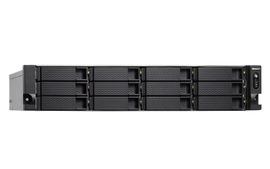 SERVIDOR NAS QNAP TS-1283XU-RP-E2124-8G-US PROCESADOR INTEL XEON E-2124 / MEMORIA RAM 8GB / 12 BAHIAS FRONTALES SATA 3.5 PULGADAS y 2.5 PULGADAS / 4 PUERTOS RJ45 1GbE + 2 PUERTOS FIBRA OPTICA SFP+ 10GbE / MONTAJE EN RACK 2UR / FUENTE REDUNDANTE / APL