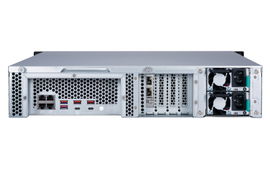 SERVIDOR NAS QNAP TS-1283XU-RP-E2124-8G-US PROCESADOR INTEL XEON E-2124 / MEMORIA RAM 8GB / 12 BAHIAS FRONTALES SATA 3.5 PULGADAS y 2.5 PULGADAS / 4 PUERTOS RJ45 1GbE + 2 PUERTOS FIBRA OPTICA SFP+ 10GbE / MONTAJE EN RACK 2UR / FUENTE REDUNDANTE / APL