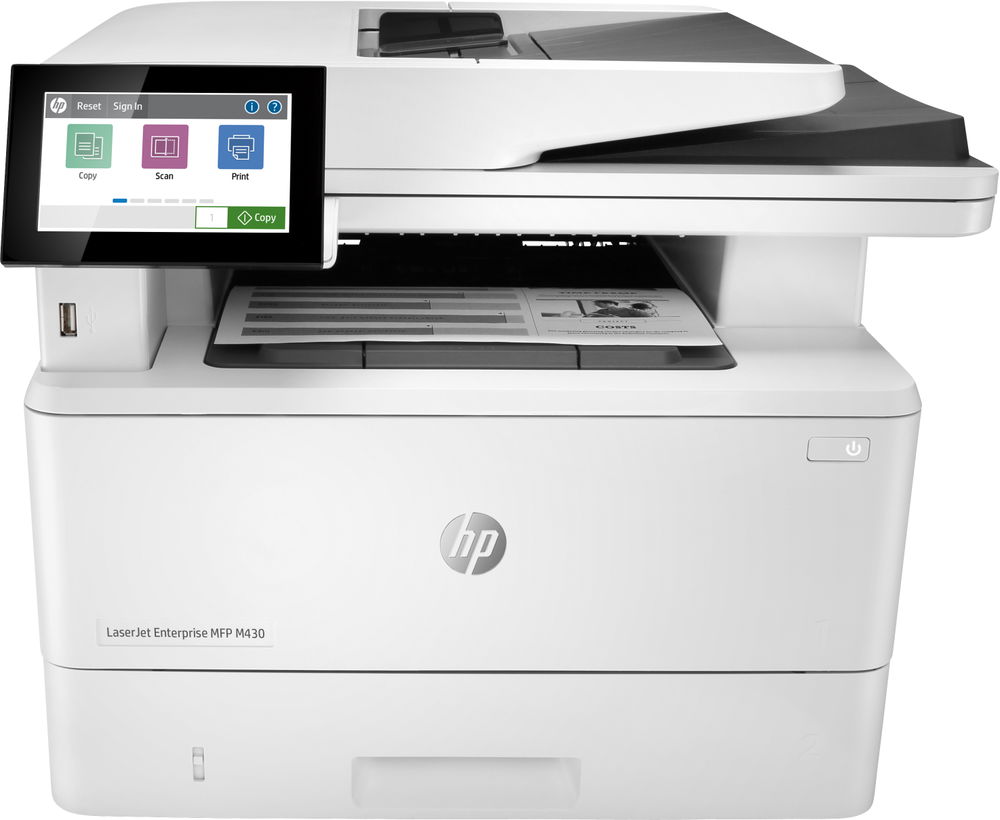 HP LaserJet Enterprise MFP M430f - Impresora multifunción - B/N - laser - 216 x 297 mm (original) - A4 (material) - hasta 40 ppm (copiando) - hasta 42 ppm (impresión) - 350 hojas - 33.6 Kbps - USB 2.0, Gigabit LAN, host USB 2.0