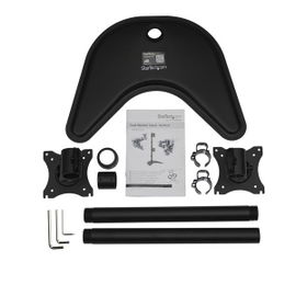 StarTech.com Soporte Vertical de Acero de Servicio Pesado para dos Monitores - Base Ajustable VESA para Pantallas de hasta 27 Pulgadas