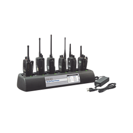 Multicargador rápido de escritorio de 6 cavidades para radios Motorola CP150 / CP200 / CP250 / EP450/ DEP450 / PR400/DEP450. Para uso con baterías Ni-Cd, Ni-MH, Li-Ion, Li-Po.