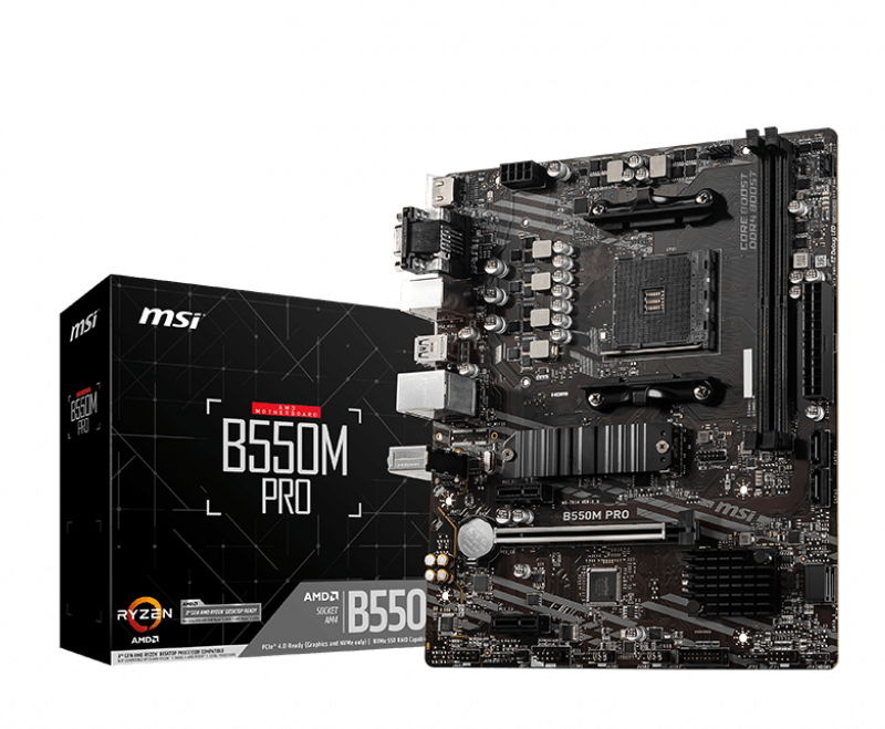MSI B550M PRO placa base AMD B550 Zócalo AM4 micro ATX MSI B550M PRO placa base AMD B550 Zócalo AM4 micro ATX