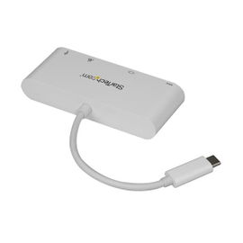 StarTech.com Adaptador Multipuertos USB-C para Portátiles - Docking Station USB Tipo C DVI GbE con Hub Concentrador USB 3.0