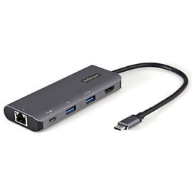 StarTech.com Adaptador Multipuertos USB C - Mini Docking Station USB Tipo C con HDMI de 4K 30Hz - con PD de 100W - con Hub Ladrón Concentrador USB de 3 Puertos - Red GbE - Base Dock para Ordenador Portátil