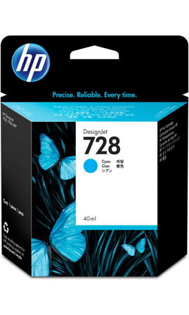 HP 728 - 40 ml - cián - original - DesignJet - cartucho de tinta - para DesignJet T730, T830
