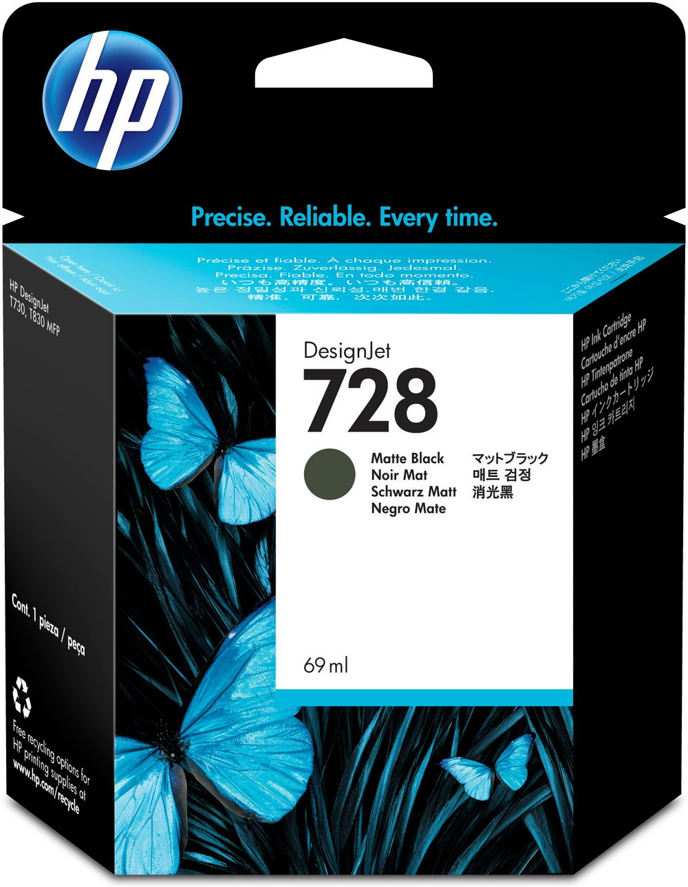 HP 728 - 69 ml - negro mate - original - DesignJet - cartucho de tinta - para DesignJet T730, T830 HP 728 - 69 ml - negro mate - original - DesignJet - cartucho de tinta - para DesignJet T730, T830