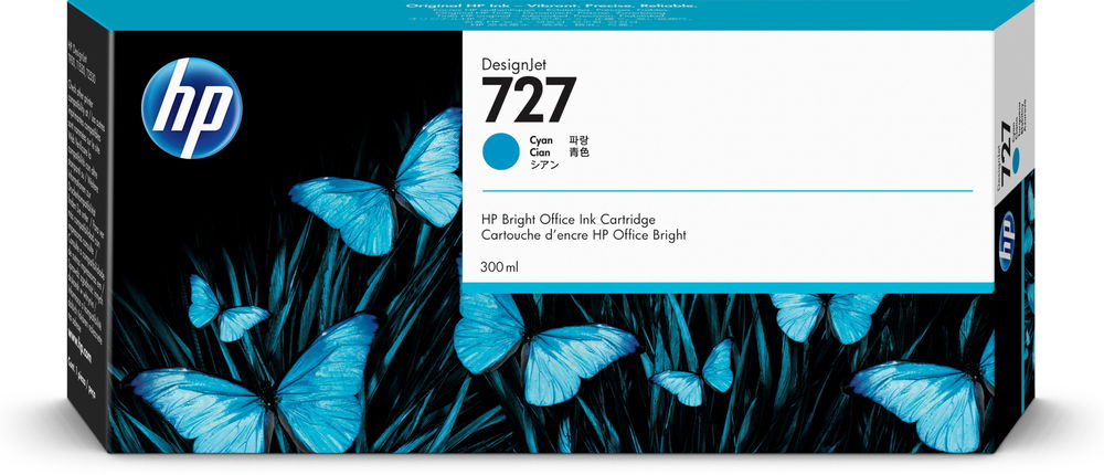 HP Cartucho de tinta DesignJet 727 cian de 300 ml HP Cartucho de tinta DesignJet 727 cian de 300 ml