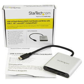 StarTech.com Lector Grabador USB 3.0 de Tarjetas de Memoria SD, Micro SD, CompactFlash - Adaptador USB-C a Tarjetas Flash