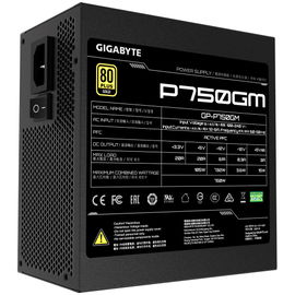 Gigabyte P750GM - Fuente de alimentación (interna) - ATX12V 2.31 - 80 PLUS Gold - CA 100-240 V - 750 vatios - PFC activa