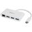 StarTech.com Concentrador USB 3.0 de 3 Puertos con USB-C y Ethernet Gigabit - Hub Ladrón de USB Convencional - Blanco