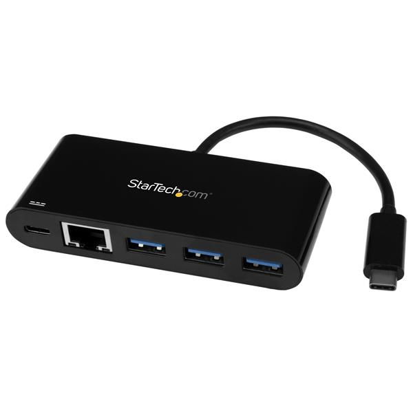 StarTech.com Hub Concentrador USB 3.0 USB-C de 3 Puertos con Ethernet Gigabit y Entrega de Alimentación de 60W con Puerto Pass-Through - USB Tipo C a 3 Puertos USB-A (USB 3.0 SuperSpeed de 5Gbps) - Ladrón Adaptador USB 3.1/3.2 Gen 1 TipoC