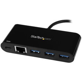 StarTech.com Hub Concentrador USB 3.0 USB-C de 3 Puertos con Ethernet Gigabit y Entrega de Alimentación de 60W con Puerto Pass-Through - USB Tipo C a 3 Puertos USB-A (USB 3.0 SuperSpeed de 5Gbps) - Ladrón Adaptador USB 3.1/3.2 Gen 1 TipoC