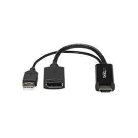 StarTech.com 4K 30Hz HDMI to DisplayPort Video Adapter w/ USB Power - 6 in - HDMI 1.4 (Male) to DP 1.2 (Female) Active Monitor Converter (HD2DP) - Cable adaptador - HDMI, USB (solo alimentación) macho a DisplayPort hembra - 25.5 cm - negro - activo, 