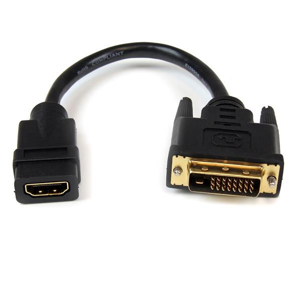 StarTech.com Adaptador de 20cm HDMI a DVI - DVI-D Macho - HDMI Hembra - Cable Conversor de Vídeo - Negro StarTech.com Adaptador de 20cm HDMI a DVI - DVI-D Macho - HDMI Hembra - Cable Conversor de Vídeo - Negro