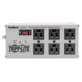 Tripp Lite Supresor de sobretensiones Isobar de 6 tomacorrientes, 1.83 m [6 pies]. Supresor de Sobretensiones Isobar con 4 Tomacorrientes, Cable de 1.83 m [6 pies] con Clavija en Ángulo Recto, 3330 joules, LEDs de Diagnóstico, Gabinete Metálico