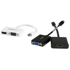 StarTech.com Adaptador Mini DP de Audio/Vídeo para Viajes - Conversor Mini DisplayPort a HDMI o VGA - 1080p Blanco