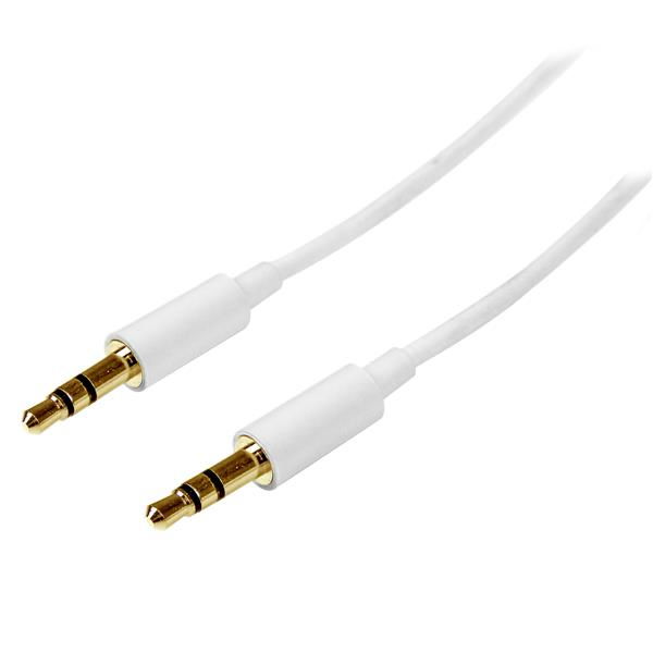 StarTech.com Cable de 2 metros Delgado de Audio Estéreo Mini Jack de 3,5mm - Blanco - Macho a Macho StarTech.com Cable de 2 metros Delgado de Audio Estéreo Mini Jack de 3,5mm - Blanco - Macho a Macho