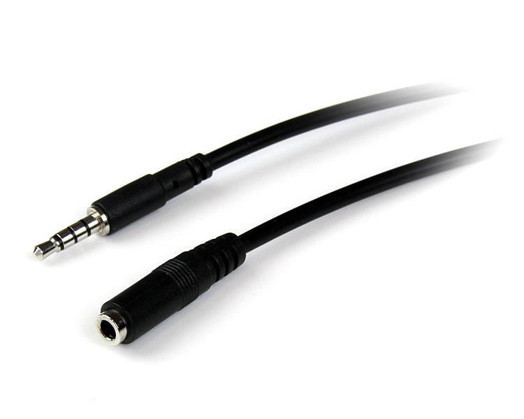 StarTech.com Cable de 2m de Extensión Alargador de Auriculares Headset Mini-Jack 3,5mm 4 pines Macho a Hembra