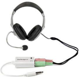 StarTech.com Adaptador de Auriculares con Micrófono Mini-Jack 3,5mm 4 pines a Conectores de Auriculares y de Micrófono - M a 2xH Blanco StarTech.com Adaptador de Auriculares con Micrófono Mini-Jack 3,5mm 4 pines a Conectores de Auriculares y de Micrófono - M a 2xH Blanco