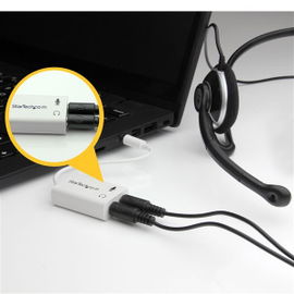 StarTech.com Adaptador de Auriculares con Micrófono Mini-Jack 3,5mm 4 pines a Conectores de Auriculares y de Micrófono - M a 2xH Blanco StarTech.com Adaptador de Auriculares con Micrófono Mini-Jack 3,5mm 4 pines a Conectores de Auriculares y de Micrófono - M a 2xH Blanco
