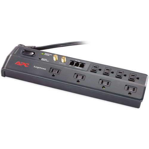 APC Home/Office SurgeArrest 8 Outlets with tel2/splitter and coax jacks, 120V Negro 8 salidas AC 1,83 m APC Home/Office SurgeArrest 8 Outlets with tel2/splitter and coax jacks, 120V Negro 8 salidas AC 1,83 m