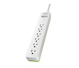 APC PE66W limitador de tensión Verde, Blanco 6 salidas AC 120 V 1,83 m
