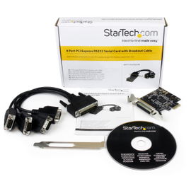 StarTech.com Tarjeta Adaptadora PCI Express PCIe de 4 Puertos Serie con Cable Multiconector RS232 Serial
