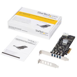 StarTech.com Adaptador Tarjeta PCI Express PCI-E 4 Puertos USB 3.0 UASP 2 Canales de 5Gbps con Alimentación Molex SATA