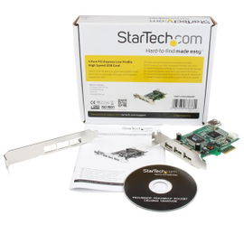 StarTech.com Adaptador Tarjeta PCI Express Perfil Bajo USB 2.0 Alta Velocidad - 3 Externos y 1 Interno