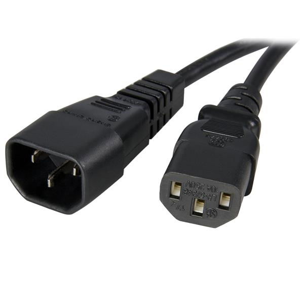 StarTech.com Cable 14 AWG Extensor de Extensión Estándar de 90cm de Alimentación de Ordenador C14 a C13