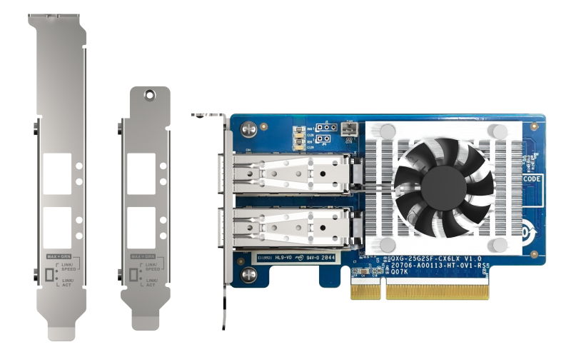 TARJETA DE RED QNAP QXG-25G2SF-CX6 DUAL-PORT SFP28 25GBE NETWORK EXPANSION CARD; LOW-PROFILE FORM FACTOR; PCIE GEN4 X8
