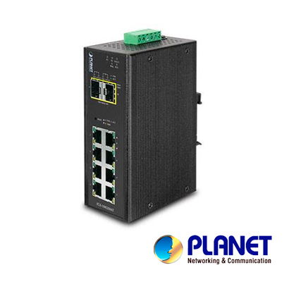 Switch industrial administrable de 8 puertos 1GB + 2 puertos SFP 1GB -40~75ºC