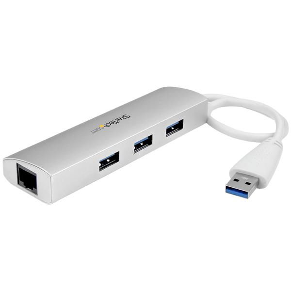 StarTech.com Hub Concentrador de 3 Puertos USB 3.0 con Adaptador de Red Ethernet Gigabit StarTech.com Hub Concentrador de 3 Puertos USB 3.0 con Adaptador de Red Ethernet Gigabit