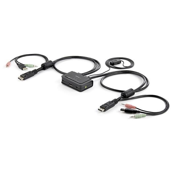 StarTech.com Conmutador Switch KVM 2 puertos DisplayPort DP USB Audio con Cables Integrados - 1080p StarTech.com Conmutador Switch KVM 2 puertos DisplayPort DP USB Audio con Cables Integrados - 1080p