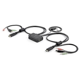 StarTech.com Conmutador Switch KVM 2 puertos DisplayPort DP USB Audio con Cables Integrados - 1080p